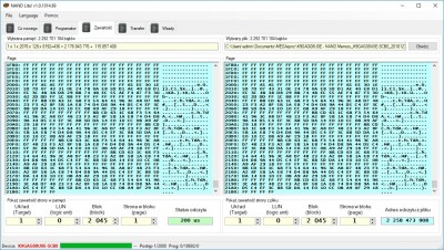 Ukázka Editoru porovná přímo obsah NAND vložené  do programátoru se zdrojovým souborem
