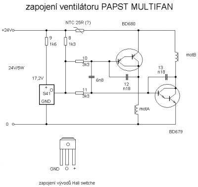 Ten NTC termistor má být PTC - je to pojistka, co jistila elektroniku při zablokování vrtule. Při nadproudu se ohřeje a omezí proud motorem. Já jsem to vyřadil